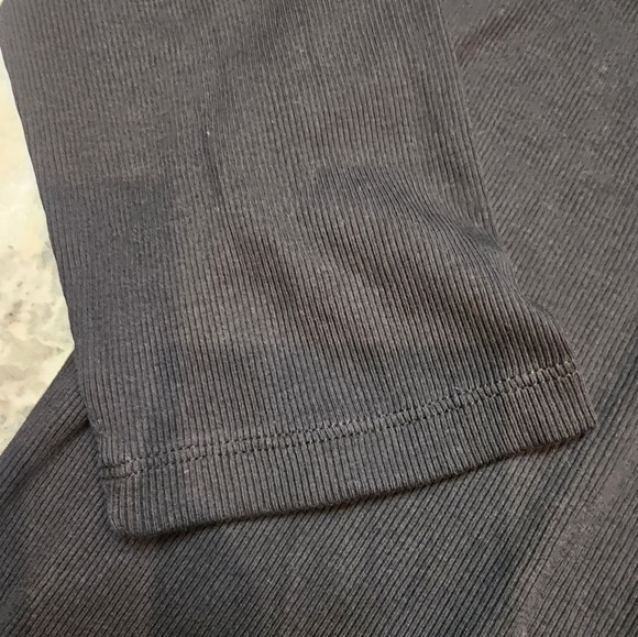 Lauren Ralph Lauren Black Ribbed Long Sleeve Lace V-Neck Top L Cotton Stretch - Picture 4 of 8